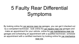 5 Faulty Rear Differential Symptoms