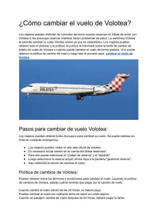 ¿Cómo cambiar el vuelo de Volotea