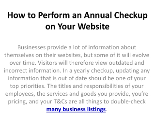 How to Perform an Annual Checkup on Your Website