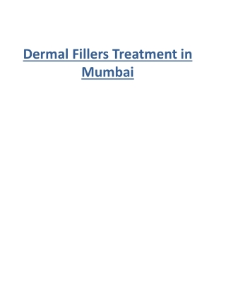 Dermal Fillers Treatment in Mumbai