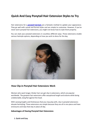 Quick And Easy Ponytail Hair Extension Styles to Try