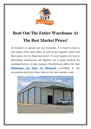 Warehouse On Rent In Bhiwandi Call-7875233999