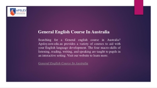 General English Course In Australia  Apsley.nsw.edu.au