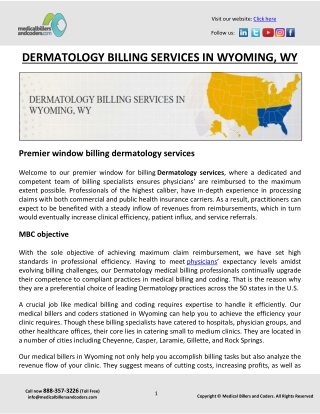 DERMATOLOGY BILLING SERVICES IN WYOMING, WY