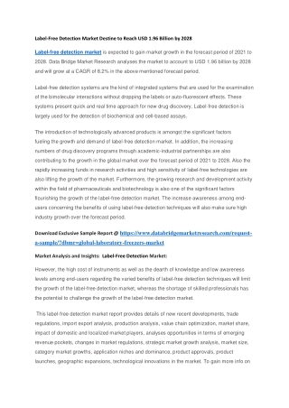 Label-Free Detection Market Destine to Reach USD 1.96 Billion by 2028