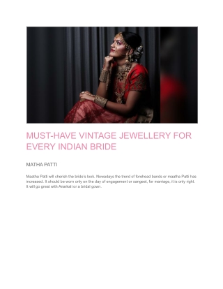 MUST-HAVE VINTAGE JEWELLERY FOR EVERY INDIAN BRIDE