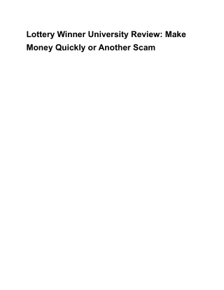 Lottery Winner University Review_ Make Money Quickly or Another Scam_