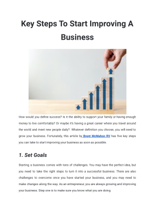 Key Steps To Start Improving A Business