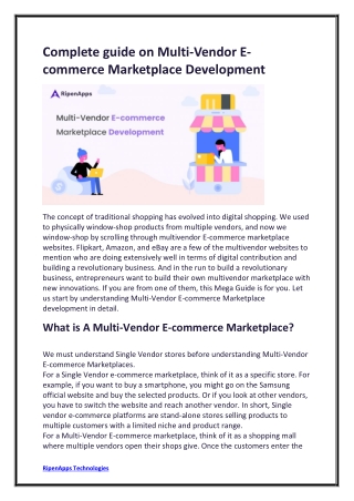 Complete guide on Multi-Vendor E-commerce Marketplace Development