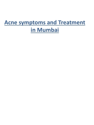 Acne symptoms and Treatment in Mumbai