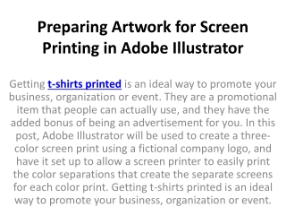 Preparing Artwork for Screen Printing in Adobe Illustrator