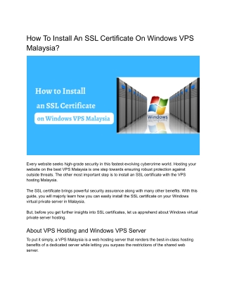 How to Install an SSL Certificate on Windows VPS Malaysia