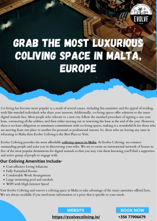 Grab the Most Luxurious Coliving Space in Malta, Europe