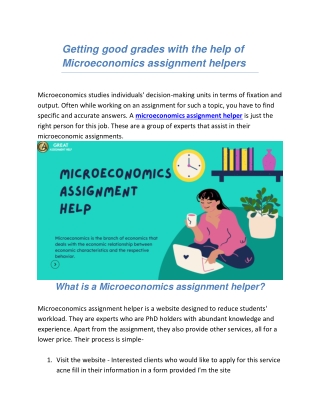 Getting good grades with the help of Microeconomics assignment helpers