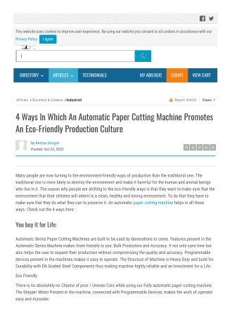 4 Ways In Which An Automatic Paper Cutting Machine Promotes An Eco-Friendly Prod