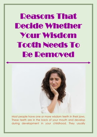 Reasons That Decide Whether Your Wisdom Tooth Needs To Be Removed