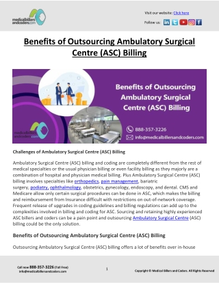 Benefits of Outsourcing Ambulatory Surgical Centre (ASC) Billing