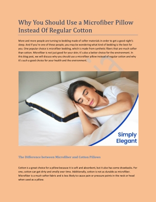 Why You Should Use a Microfiber Pillow Instead Of Regular Cotton