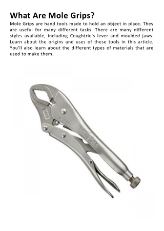 What Are Mole Grips