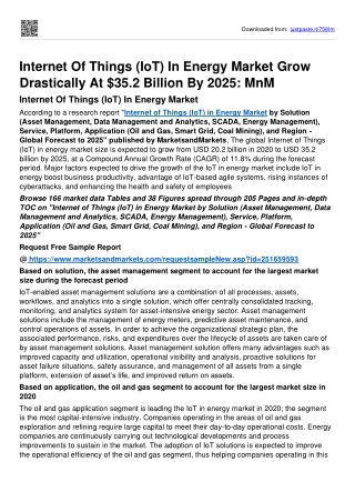 Internet of Things in Energy Market Size Is Estimated To Rise To $35.2 billion