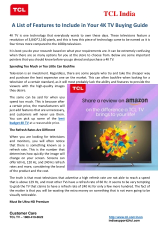 A List Of Features To Include In Your 4K TV Buying Guide