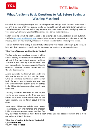 What Are Some Basic Questions To Ask Before Buying A Washing Machine?
