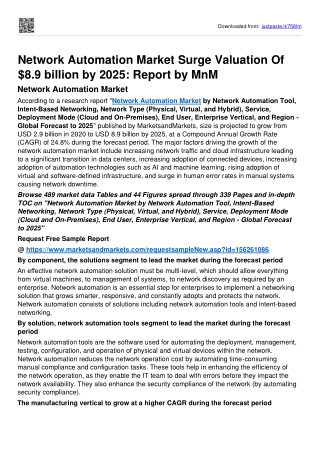 Network Automation Market Set for Rapid Growth Of $8.9 billion By 2025: MnM™