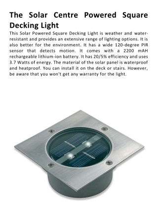 The Solar Centre Powered Square Decking Light