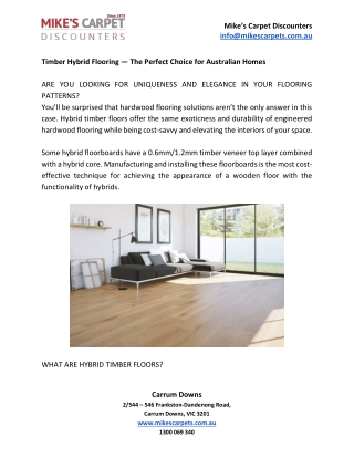 Timber Hybrid Flooring — The Perfect Choice for Australian Homes