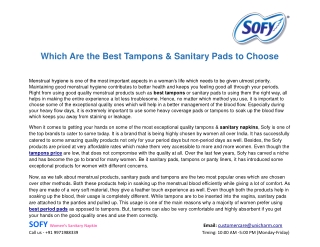 Which Are the Best Tampons & Sanitary Pads to Choose