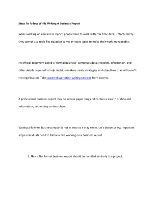 Steps To Follow While Writing A Business Report