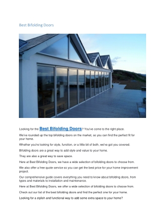 Best Bifolding Doors