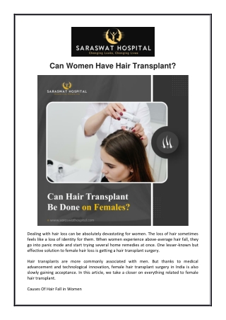 Can Women Have Hair Transplant?