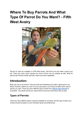 Where To Buy Parrots And What Type Of Parrot Do You Want_ - Fifth West Avairy