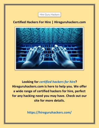 Certified Hackers For Hire | Hireguruhackers.com