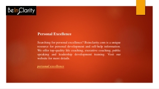 Personal Excellence  Beinclarity.com