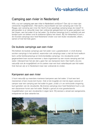 Camping aan rivier in Nederland