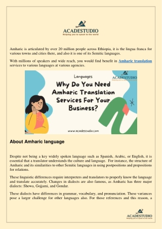 Amharic Translation Services For Your Business