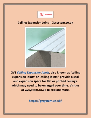 Ceiling Expansion Joint | Gvsystem.co.uk