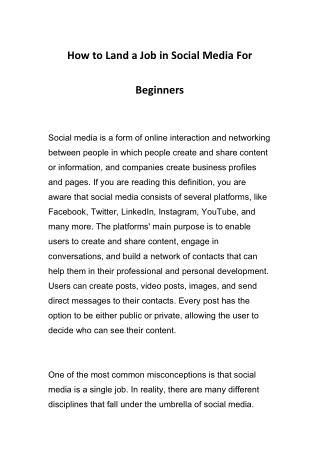 How to Land a Job in Social Media For Beginners