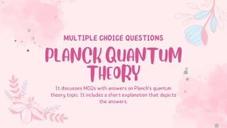 MCQs of Planck quantum theory