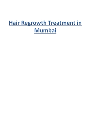 Hair Regrowth Treatment in Mumbai