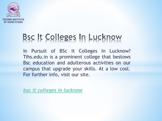 Bsc It Colleges In Lucknow  Tihs.edu.in