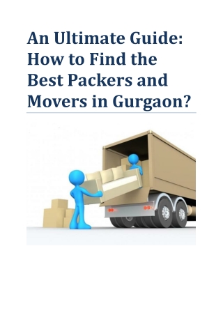 An Ultimate Guide: How to Find the Best Packers and Movers in Gurgaon?