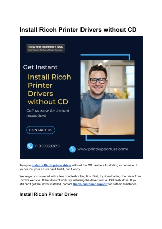 Install Ricoh Printer Drivers without CD