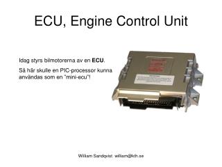 ECU, Engine Control Unit