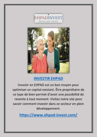 INVESTIR OU INVESTISSEMENT EN EHPAD