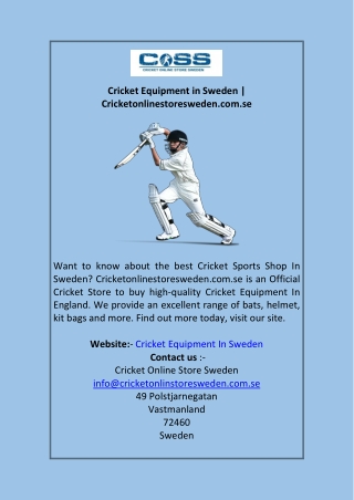 Cricket Equipment in Sweden Cricketonlinestoresweden.com.se