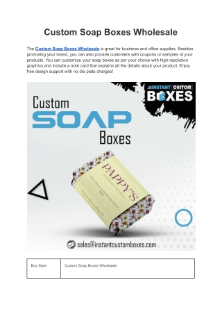 Custom Soap Boxes Wholesale