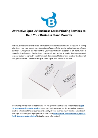 Attractive Spot UV Business Cards Printing Services to Help Your Business Stand Proudly